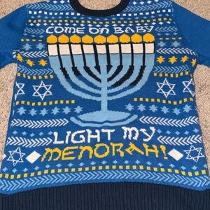 Ugly Christmas Sweater Blue with Festive Pattern